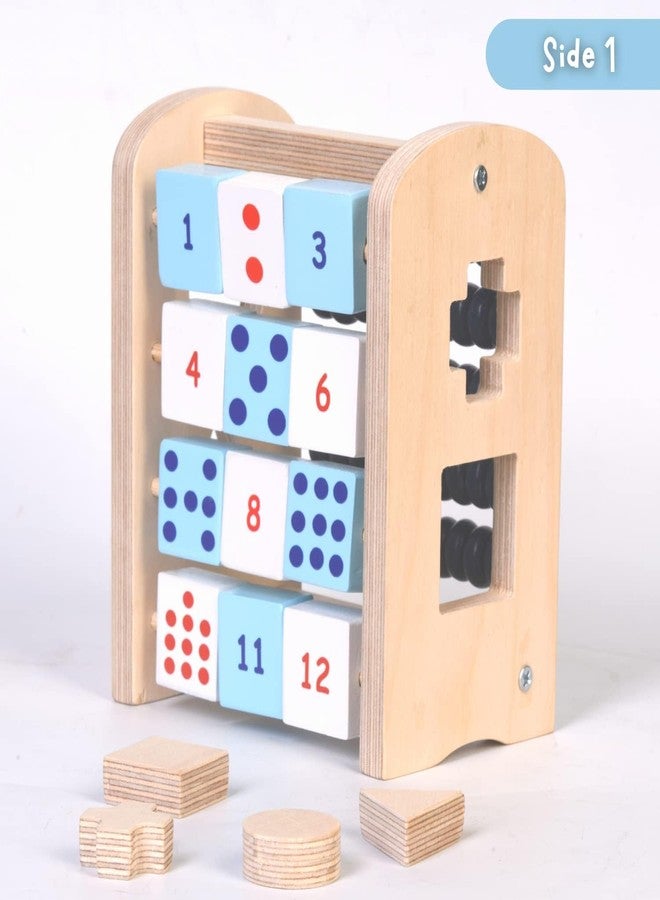 The Funny Mind 4-in-1 Activities Natural Birchwood Wooden Toy for Kids - Montessori Educational Counting & Math Learning Toy for Preschool Children, Develops Hand-Eye Coordination & Fine Motor Skills - Image 2